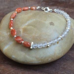 Sundance S Sunstone Quartz Crystal Sterling Silver Bead Bracelet Boho Hand Made